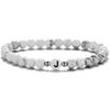 Pulsera de cuentas de turquesa blanca de 6 mm de venta caliente europea y americana, pulsera de letras para pareja para hombre, joyería de estación independiente transfronteriza