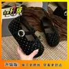 Zapatos de tacón bajo Mary Jane casual de alta gama, dulce estampado de lunares, corte bajo, tacón oculto, zapatos de conducción para mujer, nuevos arrivals de Otoño 2025