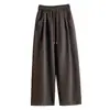 Tiro real Otoño/Invierno Nuevo Estampado de Leopardo Cintura Alta Tallas Grandes Adelgazante Versátil Corte Recto Casual Pantalones Largos