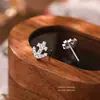 Brincos de Tarraxa Cruz Âncora Personalizados com Agulha de Prata s999 para Mulheres Nicho Luxo Leve Toque de Alto Padrão Zircônia Incrustada Super Brilho Brinco Versátil