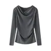 Suéter de Punto para Mujer 2026 Otoño/Invierno Nuevo Lana Fina Hombros Descubiertos Manga Larga Color Sólido Camisa Base Top de Moda