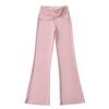 2509-25 Primavera Novo Estilo Europeu e Americano Spice Girls Calças Micro Justas Design Kink Cruzado Cintura Calças Casuais