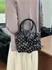 2026 Nuevo Estilo Coreano Lindo Bolso de Hombro de Lunares Blancos y Negros de Gran Capacidad Bolso de Mano Versátil Casual para Viajes para Mujeres