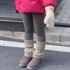 Meias de veludo de inverno com forro de lã espessadas e à prova de vento, meias leggings com costura, cor contrastante, torção, fileira, meias de boca