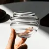 Caneca Círculo Espiral Fofa para Casa Resistente ao Calor Transparente Ondulada Vidro de Borossilicato Alto Design de Nicho Caneca Círculo Chá de Leite