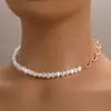 Collar de Perlas de Venta Caliente Transfronterizo Europeo y Americano, Clip de Papel Simple Personalizado, Cadena para Clavícula de Alto Brillo, Collar Versátil, Collar para Mujeres