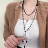 Collar de cuentas cruzadas de estilo gótico, cadena de suéter apilada larga, nicho de diseño de alta gama, joyería de moda europea y americana
