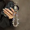 Bolsa de Muñeca Portátil con Cadena de Cuentas de Cristal de Alta Gama Clip para Lanyard Colgante para Llavero de Teléfono Móvil Cadena Colgante Moda