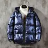 Chaqueta de Invierno con Capucha Acolchada de Algodón para Hombre Corta Gruesa Holgada Brillante Ropa Exterior para Adolescentes Hombres Brillante Resistente al Frío para Hombre