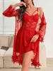 Lencería sexy europea y americana transfronteriza, camisón de malla transparente con tirantes push-up para mujer en verano, conjunto de camisón sexy al por mayor
