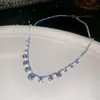 Collar de Zirconia Super Brillante Estilo Francés Gota de Agua, Cadena Ligera de Lujo para Clavícula, Collar Versátil con Personalidad de Moda Elegante