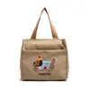 Bolsa de Lona para Mulheres, Grande Capacidade, Bonita e Versátil, Adequada para Estudantes, Bolsa de Compras com Tema de Cachorro, Bolsa para Lancheira, Bolsa de Lanche Portátil
