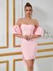 Vestido Nuevo Transfronterizo con Lazo Grande en la Espalda, Mangas Abullonadas que Envuelven el Pecho, Elegante Vestido de Noche para Pasarela y Fiesta