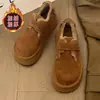 Mocassins Peludos de Solado Grosso Sapatos de Algodão de Inverno Femininos 2026 Novo Estilo Mocassins de Calçar Rasteirinhas Birkenstock Botas de Neve Femininas