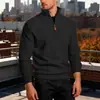 Nueva ropa para hombre transfronteriza europea y americana de Amazon: sudadera deportiva casual de manga larga con media cremallera, talla grande, de sarga jacquard acanalada