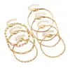 Popular Transfronterizo Alto Gama Lujo Ligero Simple Moda Nicho Versátil Multicapa Cadena de Metal Pulsera para Mujer Juego de Siete Piezas
