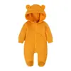 Macacão de bebê entrega única outono e inverno fleece grosso macacão de bebê macacão com pezinho de animal de desenho animado