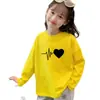 Camiseta Infantil de Manga Longa, Nova Roupa de Primavera, Camiseta Básica Branca para Meninas, Algodão Puro, Roupa de Baixo Soltinha para Crianças de Meia-Idade e Grandes, Top com Gola Redonda