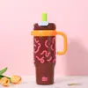 Taza térmica de acero inoxidable 316 de gran capacidad para mujer, elegante vaso para hielo con asa, vaso de agua portátil con popote para estudiantes