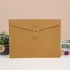 Bolsa de Archivo Artística Retro con Correa Sobre de Papel Kraft de Tacto Grueso Simple Bolsa de Almacenamiento para Agenda Factura Papelería Cosida con Hilo