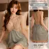 Lencería Sexy Romance Floral, Estilo Puro Deseo Camisón con Tirante de Mariposa con Bata de Atar, Ropa de Dormir Seductora, Ropa para Casa