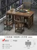 Balcón Apartamento Pequeño Mesa de Té y Sillas Combinación Nuevo Estilo Chino Madera Maciza Oficina Mesa de Café Una Mesa Cinco Sillas Hogar Mesa de Té Kung Fu