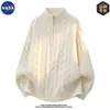 Jaqueta Suéter Cardigan de Tricô de Manga Longa de Alta Qualidade da Marca NASA Masculino Casual Solto Moda Estilo Old Money Top