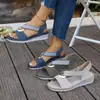 Sandalias Boca de Pez para Mujer Hebilla Metálica Transfronteriza Decoración de Comercio Exterior Cuerda de Cáñamo Sandalias de Cuña para Mujer Tallas Grandes