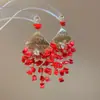Artículos de Liquidación de Año Nuevo~ Pendientes de Pétalos Rojos, Modernos y Versátiles, Pendientes de Lujo Ligero y de Gama Alta para Mujer, Estilo Nicho