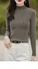 Camiseta Base de Algodón Puro de Canalé de Cuello Alto Medio de Alta Gama Lista para Usar para Mujer, Ropa Interior Versátil Ajustada sin Costuras para Primavera y Otoño, Top Versátil al por Mayor