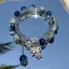 Pulseira de Vidro com Fragmentos de Jade Borboleta Estilo Novo para Mulheres, Pulseira de Girassol de Cristal Colorido Explosivo de Nicho, Em Estoque para Venda no Atacado para Barracas de Mercado