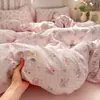 2026 Nuevo Modelo Juego de Cama Estampado de Gasa de Doble Capa tipo Nube de Cuatro Piezas, Funda Nórdica, Juego de Sábanas de Tres Piezas