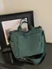 Bolsa transversal e de mão dupla em veludo e lona estilo japonês, cor sólida, bolsa de ombro de tecido prática e fashion para estudantes no outono e inverno