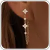 Brincos de Tarraxa com Corrente e Zircônia Banho de Ouro Luxo Leve Mais Vendidos na Amazon para Mulheres Moda para o Dia a Dia Ornamentos de Orelha Brincos com Toque de Luxo Cobre Banho de Ouro