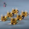 Taza de té pequeña de vidrio grueso resistente al calor, asa transparente, asa de color, taza de té de kung fu, taza de té, taza de té, taza de agua pequeña, resistente a altas temperaturas