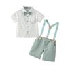 Ropa Formal para Niños 2026 Verano Camisa de Manga Corta y Tirantes Conjunto de Moda Estilo Coreano Gentleman Pajarita Atuendo para Actuación Escolar