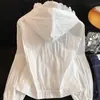 Foto Real de la Nueva Colección Primavera 2026 Estilo Holgado Patchwork Encaje con Capucha Protección Solar Camisa Versátil Cárdigan Top para Mujer