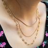 Collar Europeo y Americano de Nueva Moda Simple Estilo I Acero de Titanio Chapado en Oro de 18K Corazón en Forma de Corazón Empalme de Tres Capas Cadena para Clavícula para Mujer