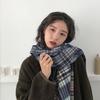 Bufanda clásica de cachemir a cuadros de estilo japonés y coreano para mujer, chal grueso y cálido de invierno, bufanda de doble uso que combina con todo, bufanda para estudiantes