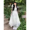 Vestido Princesa Fugitiva 2023 Novo Verão Leve Vestido de Casamento Senso de Design Cintura Apertada Francês Primeiro Amor Suave Vestido Luar Branco