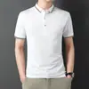 Camiseta de manga corta para hombre algodón mercerizado cuello de sol verano nueva camiseta casual moda ins marca de moda color liso polo