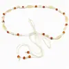 Cadena de Cintura de Cuerda de Cera Estilo Étnico Cinturón Trenzado con Cuentas para Mujer Retro Versátil Cuerda de Cintura para Falda Accesorios de Cintura Cinturón de Moda