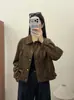 Chaqueta Corta Retro con Solapa para Mujer 2026 Otoño Nueva Elegante Versátil Adelgazante Dobladillo Elástico Chaqueta Top Tendencia