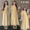 En Stock Vestido de Maternidad Verano 2025 Francés Corazón Elegante con Cordones Holgado Aspecto Adelgazante Vestido de Maternidad de Manga Corta