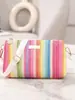 Bolsa Feminina Versátil de Palha Colorida Tecida de Uma Peça Drop-Shipping Bolsas de Mão de Menina Tecida de Ombro Único Bolsa Transversal Bolsa Quadrada Pequena