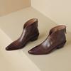 Botines Cortos Retro Marrones tipo Martin, Botas Vaqueras de Tacón Medio Estilo Británico, Botines Cortos para Mujer, Tacón Grueso Versátil, Punta Fina, Nuevo Modelo 2026