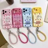 Funda de teléfono con diseño de corazón de lunares de diamantes brillantes para Apple 18 Pro Max, iPhone 17, con espejo, 15, y cordón, 16, diseño creativo