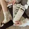 Calcetines de tela songmu 'Color Maillard Almendra Avellana Serie Floral Pequeño Vintage Lazo Lunares Media Pantorrilla para Mujer