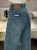 Jeans rectos azules para mujer Primavera nuevo diseño sentido personas bajas adelgazantes cintura alta holgados pierna ancha mopa pantalones largos