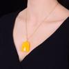 Colgante de Gota de Agua de Cera de Abeja Cadena Clavicular Amarillo Grasa de Pollo Marca Wushi Miel Vieja Cadena para Suéter para Hombre y Mujer Colgante Ámbar Conformable
